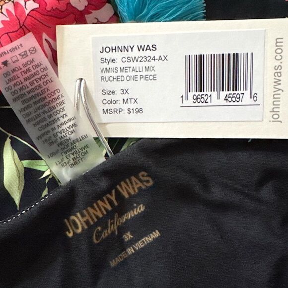 Johnny Was Metalli Mix Ruched One Piece Swimsuit - Picture 7 of 16